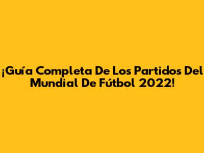 ¡Guía Completa De Los Partidos Del Mundial De Fútbol 2022!