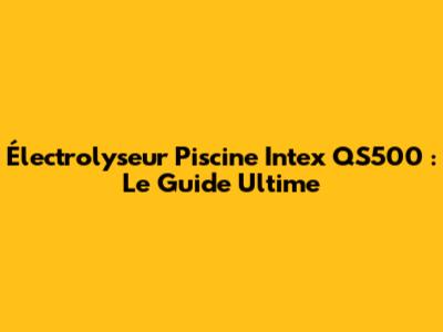 Électrolyseur Piscine Intex QS500 : Le Guide Ultime