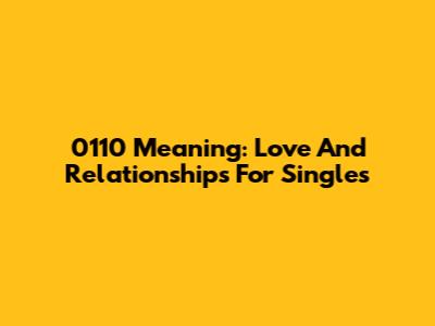 0110 Meaning: Love And Relationships For Singles