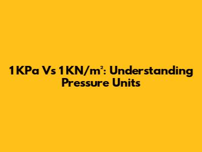 1 KPa Vs 1 KN/m²: Understanding Pressure Units