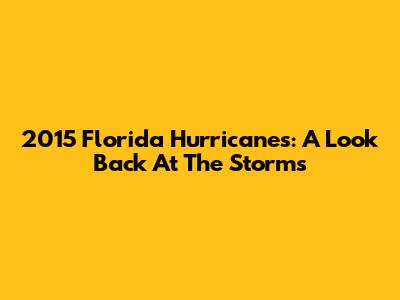 2015 Florida Hurricanes: A Look Back At The Storms
