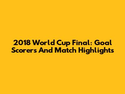 2018 World Cup Final: Goal Scorers And Match Highlights