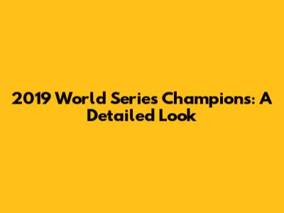 2019 World Series Champions: A Detailed Look