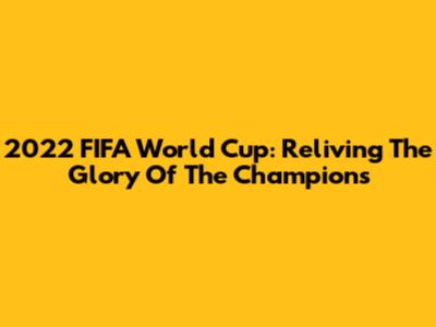 2022 FIFA World Cup: Reliving The Glory Of The Champions