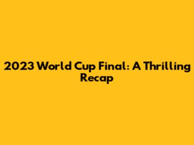 2023 World Cup Final: A Thrilling Recap