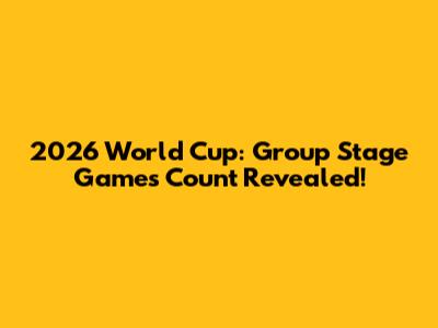 2026 World Cup: Group Stage Games Count Revealed!