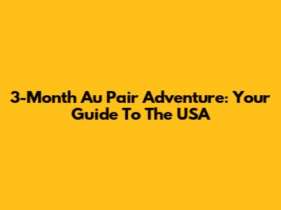 3-Month Au Pair Adventure: Your Guide To The USA
