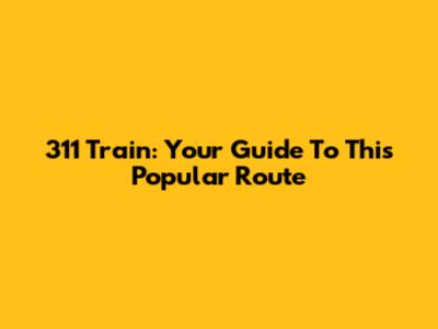 311 Train: Your Guide To This Popular Route