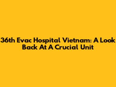36th Evac Hospital Vietnam: A Look Back At A Crucial Unit