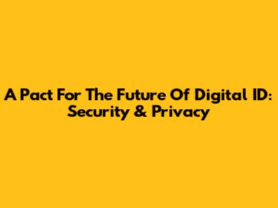 A Pact For The Future Of Digital ID: Security & Privacy