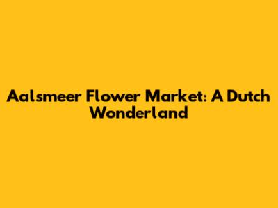 Aalsmeer Flower Market: A Dutch Wonderland