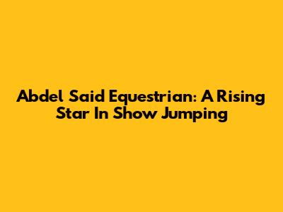 Abdel Said Equestrian: A Rising Star In Show Jumping