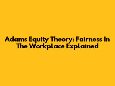 Adams Equity Theory: Fairness In The Workplace Explained