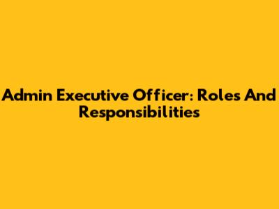 Admin Executive Officer: Roles And Responsibilities