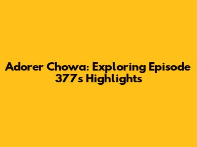 Adorer Chowa: Exploring Episode 377's Highlights