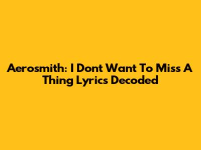 Aerosmith: I Don't Want To Miss A Thing Lyrics Decoded
