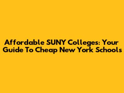 Affordable SUNY Colleges: Your Guide To Cheap New York Schools