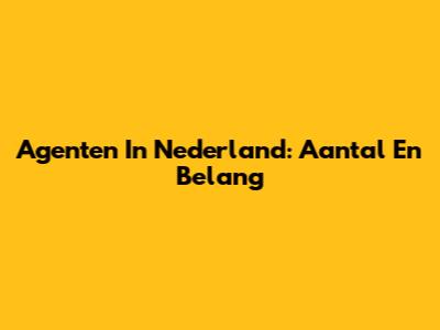 Agenten In Nederland: Aantal En Belang