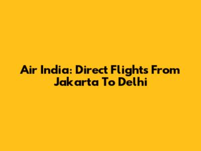 Air India: Direct Flights From Jakarta To Delhi