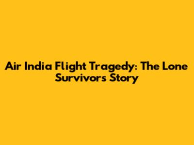 Air India Flight Tragedy: The Lone Survivor's Story