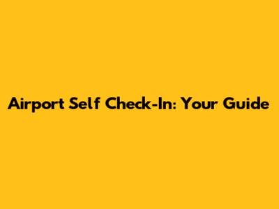 Airport Self Check-In: Your Guide