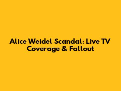 Alice Weidel Scandal: Live TV Coverage & Fallout