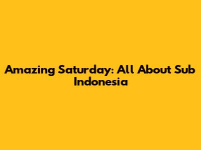 Amazing Saturday: All About Sub Indonesia