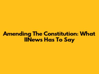 Amending The Constitution: What IINews Has To Say
