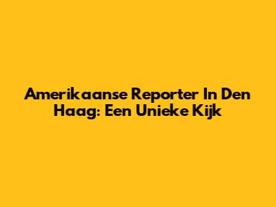 Amerikaanse Reporter In Den Haag: Een Unieke Kijk