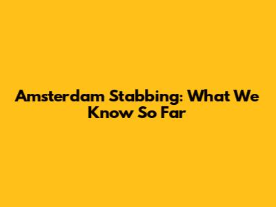 Amsterdam Stabbing: What We Know So Far