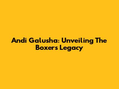 Andi Galusha: Unveiling The Boxer's Legacy