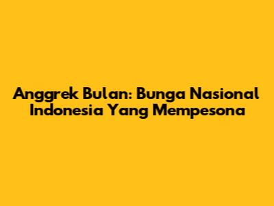 Anggrek Bulan: Bunga Nasional Indonesia Yang Mempesona
