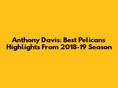 Anthony Davis: Best Pelicans Highlights From 2018-19 Season