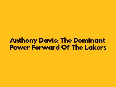 Anthony Davis: The Dominant Power Forward Of The Lakers
