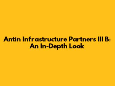 Antin Infrastructure Partners III B: An In-Depth Look