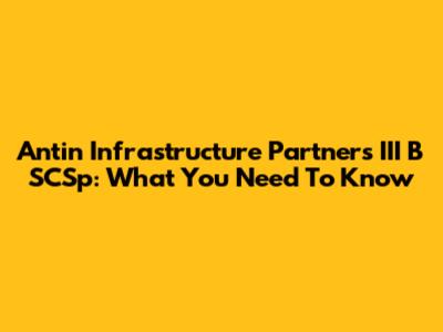 Antin Infrastructure Partners III B SCSp: What You Need To Know