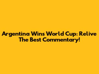 Argentina Wins World Cup: Relive The Best Commentary!