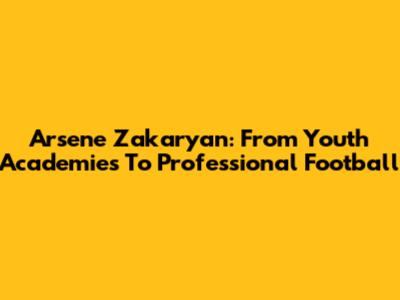 Arsene Zakaryan: From Youth Academies To Professional Football
