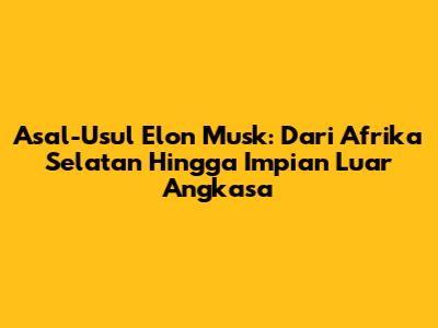 Asal-Usul Elon Musk: Dari Afrika Selatan Hingga Impian Luar Angkasa