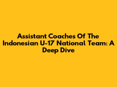 Assistant Coaches Of The Indonesian U-17 National Team: A Deep Dive