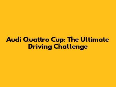 Audi Quattro Cup: The Ultimate Driving Challenge