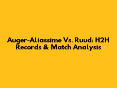 Auger-Aliassime Vs. Ruud: H2H Records & Match Analysis