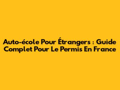 Auto-école Pour Étrangers : Guide Complet Pour Le Permis En France
