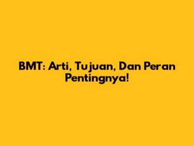 BMT: Arti, Tujuan, Dan Peran Pentingnya!