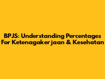BPJS: Understanding Percentages For Ketenagakerjaan & Kesehatan