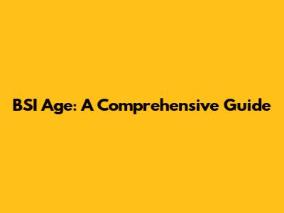 BSI Age: A Comprehensive Guide