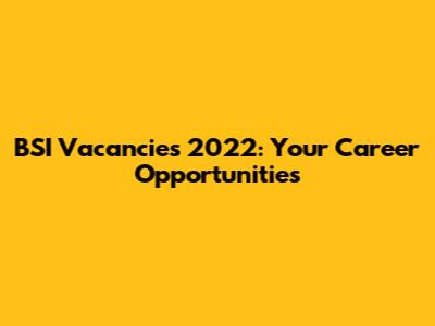 BSI Vacancies 2022: Your Career Opportunities