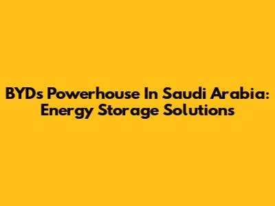 BYD's Powerhouse In Saudi Arabia: Energy Storage Solutions