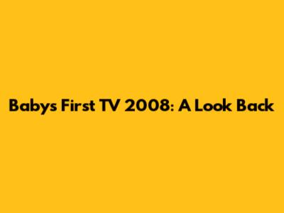 Baby's First TV 2008: A Look Back