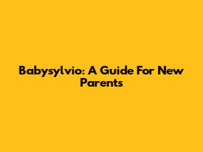 Babysylvio: A Guide For New Parents